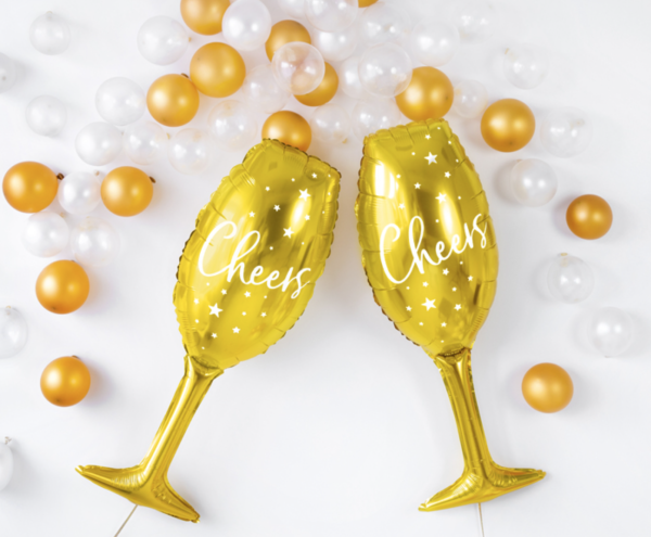 XXL Folienballon Figur - Cheers Flasche Gold - 80cm x 28cm